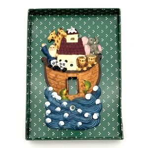 Noah's Ark Switch Plate 1996 Hand Painted Vintage Nursery Light Switch Cover